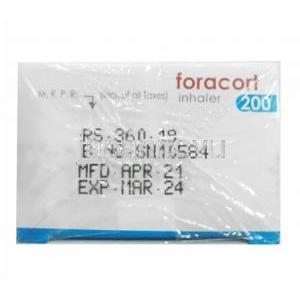 フォラコート (ブデソニド 12mcg/ フマル酸ホルモテロール 200mcg) 箱底面
