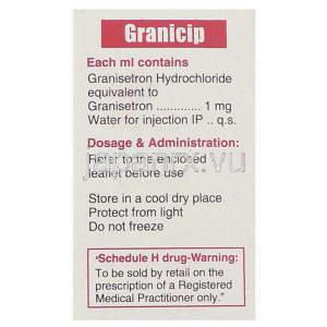 グランセトロン（カイトリルジェネリック）, グラニシップ Granicip 3ml 注射 (Cipla) 成分