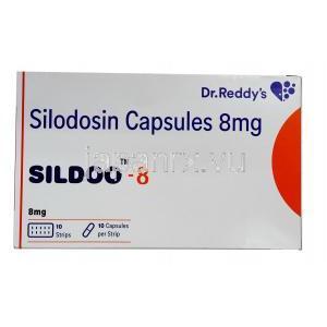 シルドー 8, シロドシン 8mg,製造元 : Dr.Reddy's, Capsule,箱表面