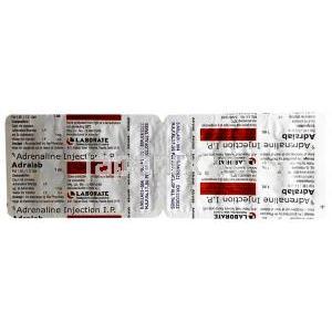 Adralab Injection, Adrenaline 1mg, Injection, 1ml, Laborate, Blisterpack information