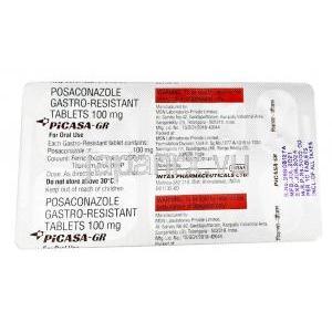 ピカサ GR,ポサコナゾール100mg,錠剤,製造元： Intas Pharmaceuticals Ltd, シート情報