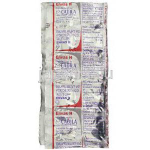 マイレン酸エナラプリル / ヒドロクロロチアジド配合 （Generic  Vaseretic）, Envasl-H, 5mg/ 25mg 錠 (Candila) 包装