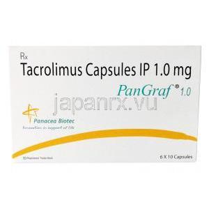 パングラフ,タクロリムス 1mg, 6カプセル,製造元： Panacea Biotec Pharma, 箱表面