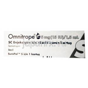 Omnitrope Injection, 5mg/1,5ml (15IU),Sandoz , Box side presentation