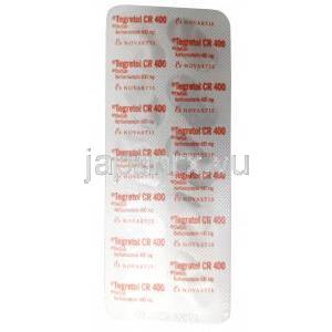 テグレトール CR 400, カルバマゼピン 400mg, 製造元：ノルバティス,シート裏面情報