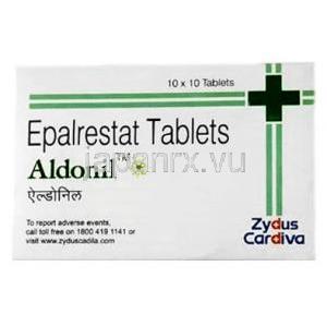 アルドニル,エパルレスタット　50mg, 錠剤, 製造元：Zydus, 箱表面
