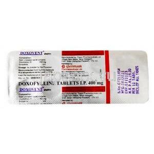 ドキソベント, ドキソフィリン 400mg, 製造元：Glenmark Pharmaceuticals,シート情報