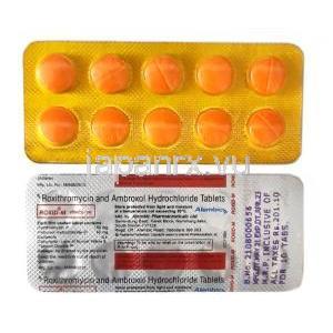 ロキシド M, ロキシスロマイシン 150mg/ アンブロキソール 60mg,製造元： Alembic Pharma, シート表面, シート裏面情報