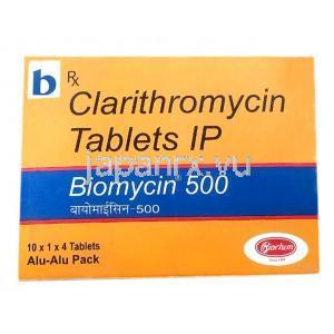 バイオマイシン,クラリスロマイシン 500mg, 製造元：Biochem Pharmaceutical Industries, 箱表面