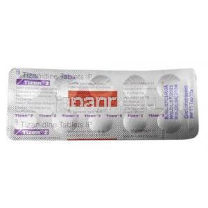 チザン 2, チザニジン 2mg, 製造元：Sun Pharma,シート情報
