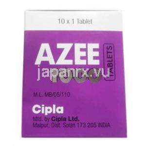 アジー, アジスロマイシン 1000mg, 製造元 Cipla, 箱側面
