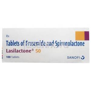 ラシラクトン, フロセミド 20mg/ スピロノラクトン 50mg, 製造元： Sanofi India, 箱側面 (100錠)