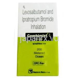 コンビミスト L インヘラー, レボサルブタモール 50mcg/ イプラトロピウム 20mcg, 200回分, 製造元：German Remedies, 箱表面
