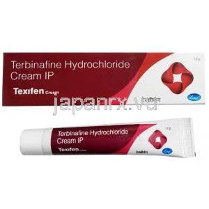 テキシフェンクリーム, テルビナフィン, 1% w/w, 10g, 製造元：Leeford Healthcare Ltd, 箱, チューブ
