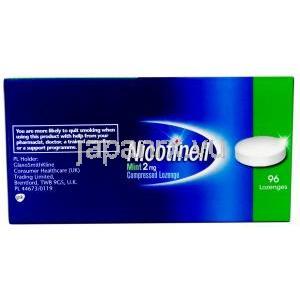 ニコチネル 薬用トローチ,ニコチンポラクリリン 2mg, ミント味 96個入り , 製造元：GSK, 箱情報, 製造元