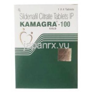 カマグラゴールド100, シルデナフィル 100mg, 製造元：Ajanta Pharma,箱表面