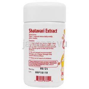 シャタバリ エキス, 500mg,60カプセル, 製造元：Gurusolve Naturals Inc, ボトル情報, 消費期限