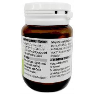 ブラックモアズ ビタミン B12,50mcg,製造元： Blackmores Ltd, ボトル情報, 使用方法