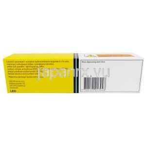ロコイドクリーム, ヒドロコルチゾン酪酸エステル 0.1%, クリーム 100g, 製造元：Cheplapharm, 箱情報, 製造元