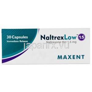 ナルトレックス ロー 1.5,低用量ナルトレキソン 1.5mg,製造元：Maxent,箱表面
