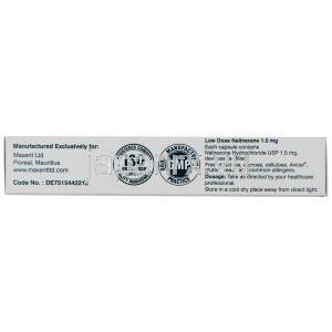 ナルトレックス ロー 1.5,低用量ナルトレキソン 1.5mg,製造元：Maxent,箱情報,成分, 製造元情報