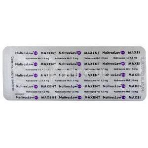 ナルトレックス ロー 1.5,低用量ナルトレキソン 1.5mg,製造元：Maxent,シート情報