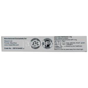 ナルトレックス ロー 3,低用量ナルトレキソン 3mg,製造元：Maxent,Maxent,箱情報, 成分, 製造元情報