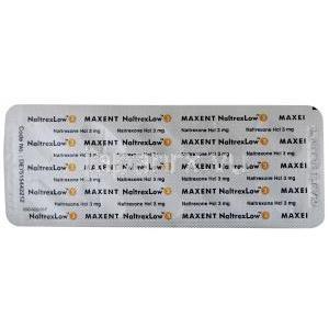 ナルトレックス ロー 3,低用量ナルトレキソン 3mg,製造元：Maxent,シート情報