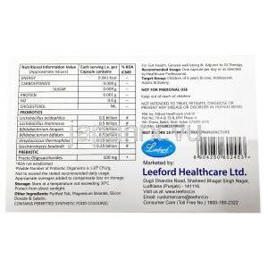 リー バイオティック, プレバイオティック / プロバイオティクス, カプセル,製造元： Leeford healthcare, 箱情報