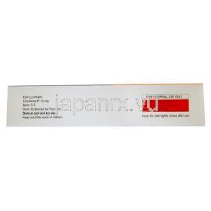 タクファフォルテ 軟膏, タクロリムス 0.1%w/w, 軟膏 20g,製造元： Intas Pharmaceuticals, 箱情報,成分, 保管方法