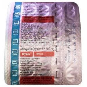 ワイモックス, アモキシシリン 500mg,  カプセル, 製造元：ファイザー, シート情報