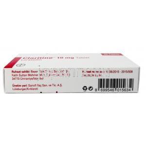 クラリチン,ロラタジン 10mg, 20錠, 製造元：バイエル(Bayer) , 箱情報, 製造元