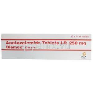 ダイアモックス, アセタゾラミド  250mg, 製造元： Pfizer, 箱表面