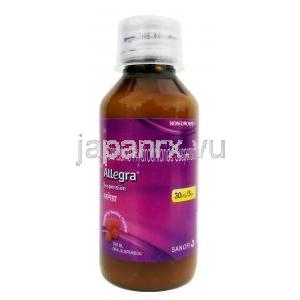 アレグラ内服液, フェキソフェナジン 5mLあたり 30mg, 内服液 100mL, ボトル