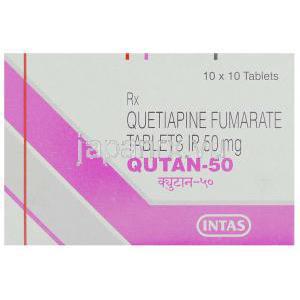 ジェネリック・セロクエル、クエチアピン 50 mg 箱