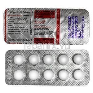 ドンジノール, ドネペジル 5mg,　製造元： Knoll Pharmaceuticals Ltd,箱表面, シート情報
