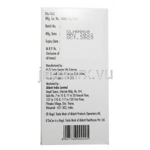 クレオン SD 顆粒,パンクレアチン 150 mg, 30g (120 回分), 製造元：Abbott, 箱情報, 製造日, 消費期限