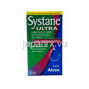 システインウルトラ 点眼液, ポリエチレングリコール 0.4%/ プロピレングリコール 0.3%, 点眼薬10mL, 製造元：Alcon Laboratories, 箱表面