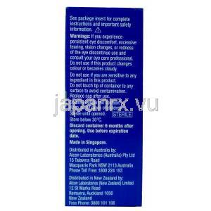 システインウルトラ 点眼液, ポリエチレングリコール 0.4%/ プロピレングリコール 0.3%, 点眼薬10mL, 製造元：Alcon Laboratories, 箱情報, 注意事項