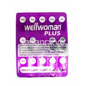 ウェルウーマンプラス,オメガ3、オメガ6、オメガ9、22種類のビタミン各種, 製造元：Vitabiotics Ltd, シート情報