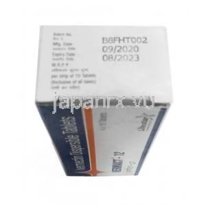 ベルマクト,イベルメクチン12mg, 口腔内崩壊錠, 製造元：Mankind Pharma, 箱情報, 製造日, 消費期限