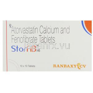 ストーフィブ Storfib, アトルバスタチン・フェノフィブラート配合10mg/160mg 錠 (Ranbaxy) 箱