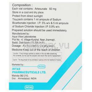 アーテスネート（ファルシゴ ジェネリック）, ファルシエート Falciart 60mg 注射 (Inas) 成分
