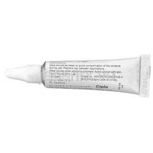 オプティケア軟膏（オプティミューン ジェネリック） 軟膏 (Cipla) チューブ裏面