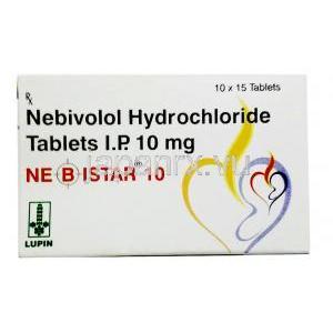 ネビスター 10, ネビボロール 10 mg, 製造元：Lupin, 箱表面
