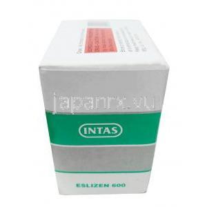 エスリゼン 600, エスリカルバゼピン 600mg, 製造元：Intas Pharma, 箱側面-2