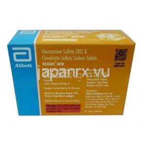 リジョイントニュー, グルコサミン 750 mg/ コンドロイチン 600 mg, 製造元： Abbott, 箱情報, 成分, 保管方法