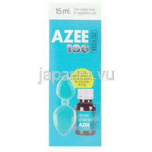 アジスロマイシン, AZEE REDIUSE , 100mg 15ml 内服懸濁液 (Cipla) スプーン付き