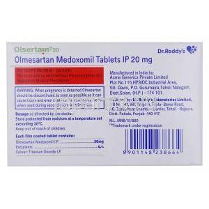 オルセルタイン 20, オルメサルタン 20mg, 製造元：Dr Reddy's Laboratories Ltd, 箱情報