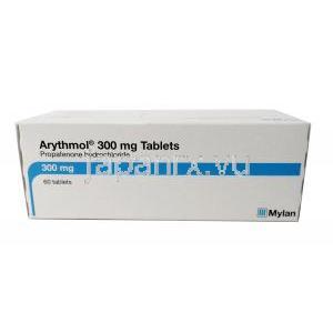 アリスモール, プロパフェノン 300mg, 製造元：Mylan, 箱上面